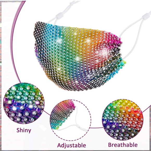 Mesh Rhinestone Face Mask - Picture 2 of 4